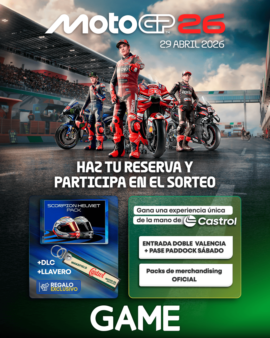 MotoGP 26 en GAME Bodegón de productos como videjuegos, merchandising o accesorios que puedes encontrar en el Pre-Black Friday de GAME