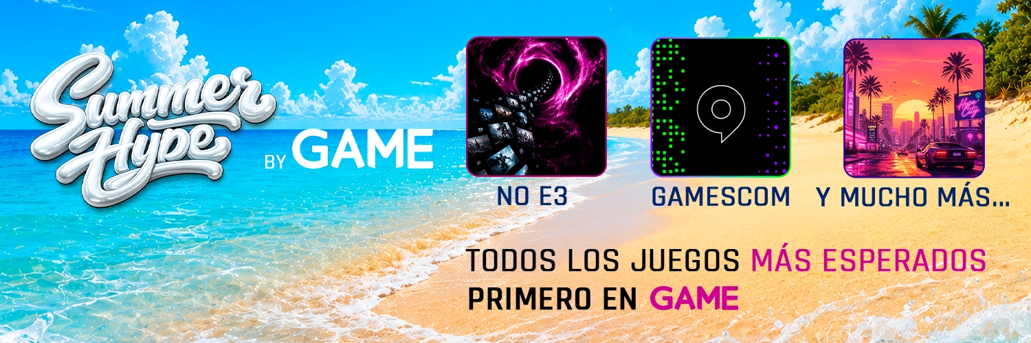 Summer Hype en GAME Bodegón de productos como videjuegos, merchandising o accesorios que puedes encontrar en el Pre-Black Friday de GAME