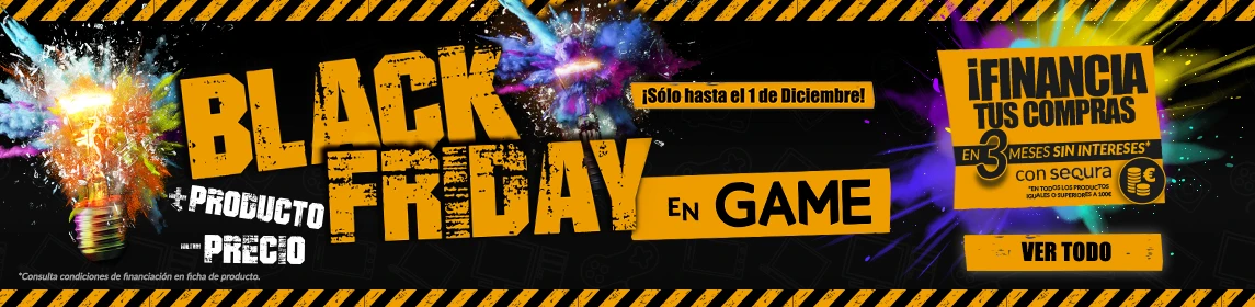 Black Friday en GAME Bodegón de productos como videjuegos, merchandising o accesorios que puedes encontrar en el Pre-Black Friday de GAME