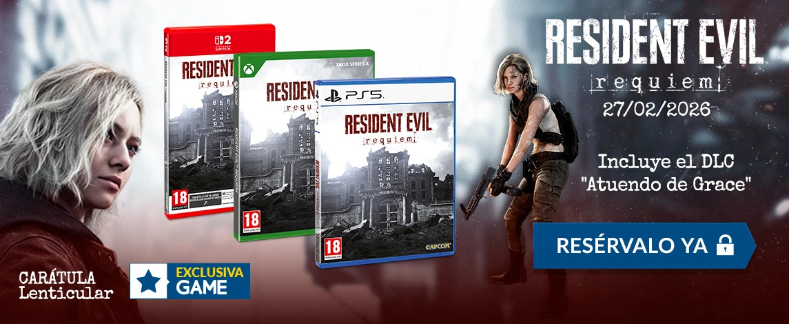 Resident Evil Requiem en GAME Bodegón de productos como videjuegos, merchandising o accesorios que puedes encontrar en el Pre-Black Friday de GAME