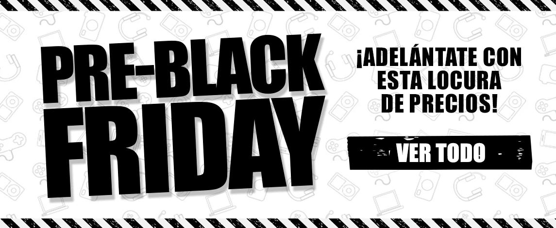 Bodegón de productos como videjuegos, merchandising o accesorios que puedes encontrar en el Pre-Black Friday de GAME