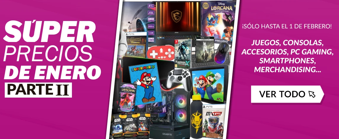 Súper Precios de Enero Parte II en GAME Bodegón de productos como videjuegos, merchandising o accesorios que puedes encontrar en el Pre-Black Friday de GAME